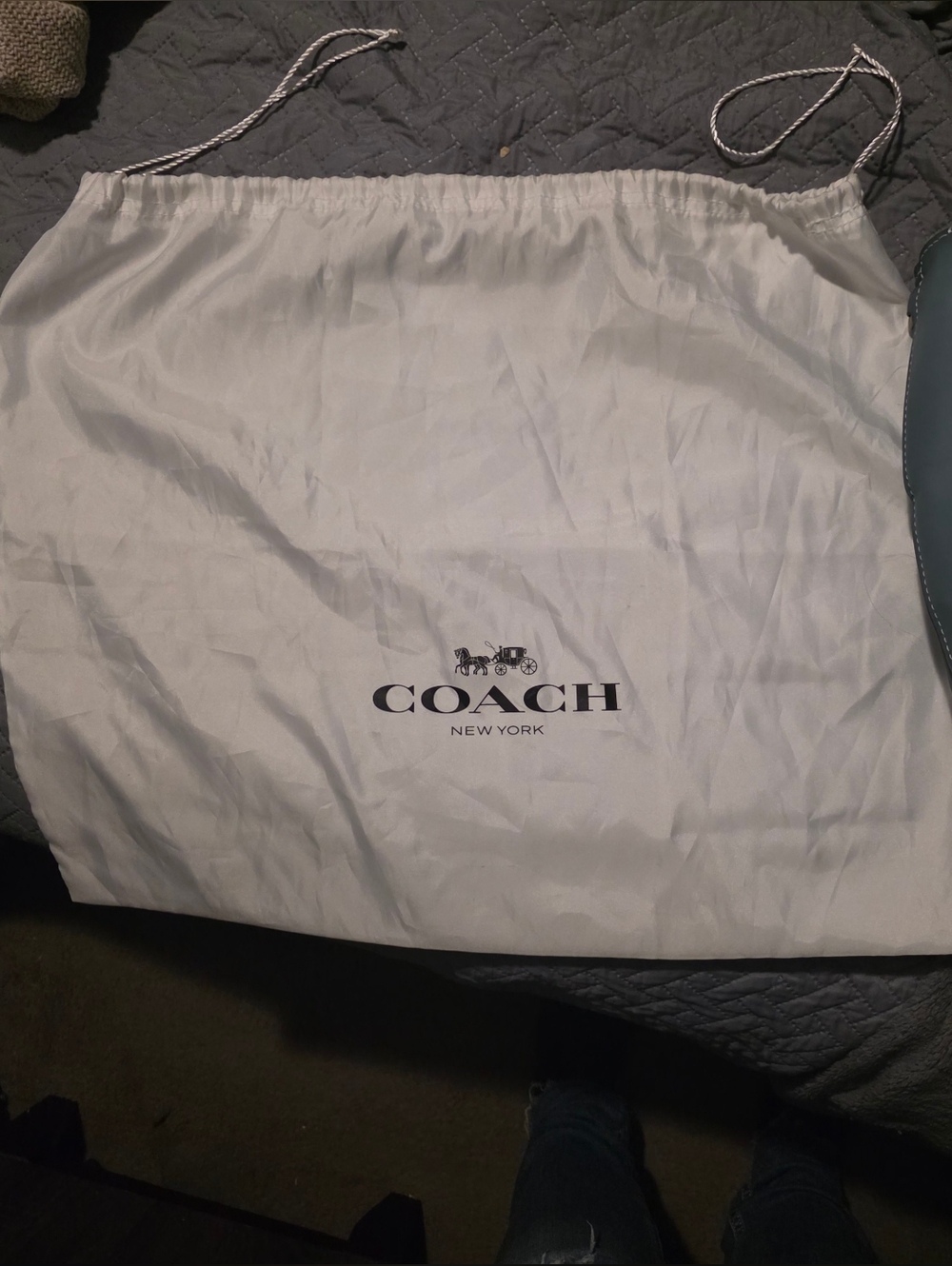 Coach White Dust Bag with Black Logo